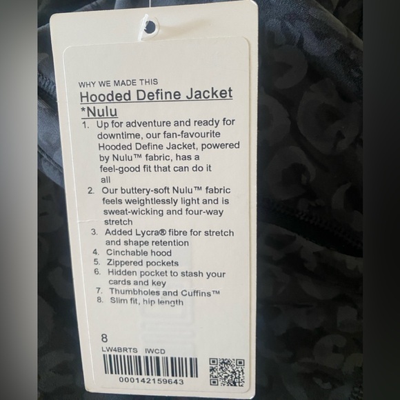 Lululemon defined hooded jacket size 8 - Picture 8 of 10